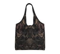 DDTKLSNV Grande borsa tote per le donne Heavy Duty pieghevole shopping tote bag gotico carta da parati per pareti teschio damascato borsa a tracolla per lavoro spiaggia viaggi