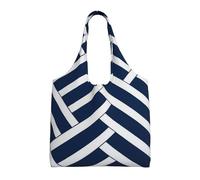 DDTKLSNV Grande borsa tote per le donne Heavy Duty pieghevole shopping tote bag linea blu e bianca borsa a tracolla per lavoro spiaggia viaggi