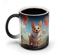 DDTKLSNV Palloncini e Camminare Corgi Tazza da caffè in ceramica 325 ml sensibile al calore tazza da caffè magica cambia colore tazza da caffè tazza da tè per donne uomini