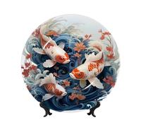 DDTKLSNV Piatti decorativi in porcellana a forma di lisca di pesce, piatto decorativo in ceramica da 8 pollici con espositore piatti da tavola artigianato artistico ornamenti in ceramica decorazione