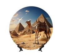 DDTKLSNV Piatti decorativi in porcellana ossea del deserto di cammello, piatto decorativo in ceramica da 15,2 cm con espositore piatti da cena, artigianato artistico, ornamenti in ceramica