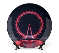 DDTKLSNV Piatto decorativo in porcellana Bone China con occhio di Londra di notte, piatto decorativo in ceramica con espositore da parete, decorazione da parete per casa e ufficio, 15,2 cm