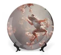 DDTKLSNV Piatto decorativo in porcellana Bone China con rana albero dalla testa bianca, piatto decorativo in ceramica con espositore decorativo da parete in ceramica per casa ufficio decorazione da