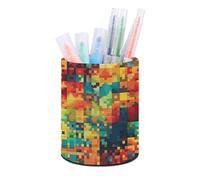 DDTKLSNV Pixel Art Pattern Portapenne Portapenne PU Portapenne Porta Tazza Porta Pennello Trucco Impermeabile Desktop Pen Organizer Tazza Matita per Accessori da Scrivania Ufficio