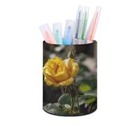 DDTKLSNV Portapenne con rosa gialla in crescita, portapenne, portapenne in poliuretano, porta pennelli da trucco, organizer per penne da scrivania impermeabile per accessori da scrivania per ufficio