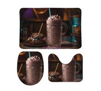 DDTKLSNV Set di 3 tappetini da bagno antiscivolo e assorbenti, tappetino da bagno con coperchio per WC, con scritta in lingua inglese "There's Candy in the Milkshake", morbidi tappetini per bagno