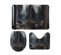 DDTKLSNV Set di 3 tappetini da bagno antiscivolo e assorbenti, tappetino da bagno con copertura per WC Ci sono sedie in camera, tappetini morbidi per bagno, cucina, porta, decorazione per la casa