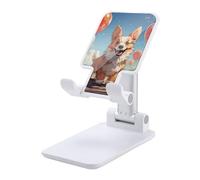 DDTKLSNV Supporto pieghevole per telefono cellulare ad angolo regolabile in altezza Supporto per telefono da tavolo Palloncini portatili e Walking Corgi Cellulare Culla compatibile con tutti gli