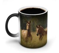 DDTKLSNV Tazza da caffè in ceramica con cavallo in erba, 325 ml, sensibile al calore, magica tazza da caffè che cambia colore, tazza da tè per donne e uomini
