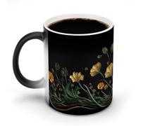 DDTKLSNV Tazza da caffè in ceramica con pianta di vite, 325 ml, sensibile al calore, tazza da caffè magica che cambia colore, tazza da tè per donne e uomini