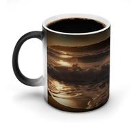 DDTKLSNV Tazza da caffè in ceramica con scritta "The Waves Are Moving" da 325 ml, sensibile al calore, magica tazza da caffè che cambia colore, tazza da tè per donne e uomini