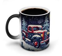 DDTKLSNV Tazza da caffè in ceramica da 325 ml con camion nella neve, sensibile al calore, tazza da caffè magica che cambia colore, tazza da tè per donne e uomini