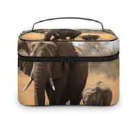 DDTKLSNV Trousse da viaggio portatile con elefanti che camminano per madre e bambino, borsa cosmetica da viaggio con cerniera, organizer per trucchi da donna