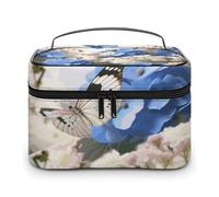 DDTKLSNV Trousse da viaggio portatile da viaggio con cerniera organizer per cosmetici da donna con farfalle e ortensie