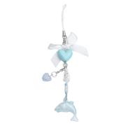 Ddujbtp Adorabile delfino mobile accessorio giocoso delfino in resina con fiocco cuore disegni per telefono fotocamera portachiavi ornamento resina portachiavi fascino