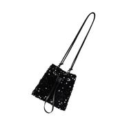 Ddujbtp Borsa a secchiello con paillettes con coulisse borsa a tracolla per donna borsa da sera alla moda borsa a tracolla pochette borsetta, Nero , Organizer per borse