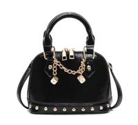 Ddujbtp Borsa a tracolla alla moda in PU con design a rivetto e finitura lucida, Nero , Organizer per borse