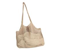 Ddujbtp Borsa a tracolla bohémien all'uncinetto da donna, grande capacità, design traforato, per vacanze al mare o uso quotidiano, cachi, Organizer per borse
