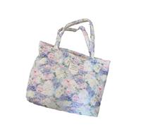 Ddujbtp Borsa a tracolla con stampa floreale, trapuntata, stile francese, borsa per ascella, grande capacità, borsa per la spesa, borsa da scuola per studenti, Pittura A Olio Viola, Organizer per