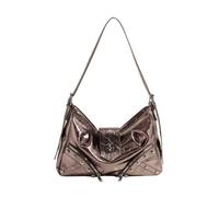 Ddujbtp Borsa a tracolla da donna in pelle PU plissettata con rivetti punk borchiati borsa a tracolla con cerniera sotto le ascelle, Colore canna di fucile., Organizer per borse