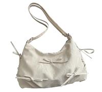 Ddujbtp Borsa a tracolla di grande capacità per il lavoro e la scuola delle donne studente borsa del libro alla moda PU Crossbody borsa borse gnocchi, bianco, Organizer per borse