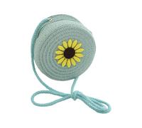 Ddujbtp Borsa a tracolla in paglia intrecciata per bambini, con tracolla regolabile, compatta, ideale per tutti i giorni, per avventure all'aria aperta, borsa di paglia per bambini, Verde, One Size