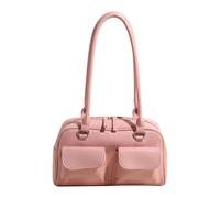 Ddujbtp Borsa a tracolla in pelle PU con doppia tasca coreana per le donne borsa ascellare vintage tinta unita borsa ascellare con cerniera, rosa, Organizer per borse
