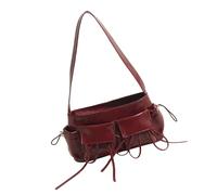 Ddujbtp Borsa a tracolla in pelle PU con tasche multiple per le donne tinta unita dolce bowknot ascellare borsa con cerniera borsa ascella, Rosso, Organizer per borse