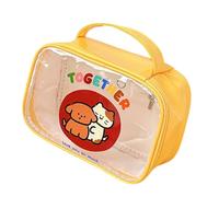 Ddujbtp Borsa da trucco per bambole dei cartoni animati, borsa alla moda per ragazze e donne, borsa da toilette trasparente impermeabile, Giallo, Single bag, Organizer per borse