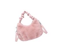 Ddujbtp Borsa invernale pelosa da donna alla moda borsa a tracolla con manico pieghettato borsa a tracolla in peluche tracolla regolabile, rosa, Organizer per borse