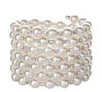 Ddujbtp Coreano Moda Perla Per Strass multistrato Bangle Femminile Sette Righe Avvolgimento Per Regali Del Partito Faux Pearl Bracciali Donne Nozze, Misura unica, come descritto
