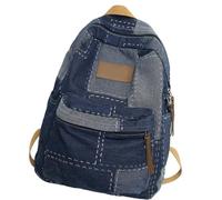 Ddujbtp Denims, zaino con toppe di grande capacità, casual, per studenti, scuola, zaino estetico, borsa da viaggio per adolescenti, Blu, Organizer per borse