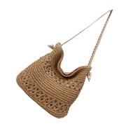 Ddujbtp Elegante borsa di paglia per vacanze al mare e pendolarismo in città, leggera e pratica, borsa a tracolla con grande capacità, cachi, Organizer per borse