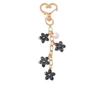 Ddujbtp Elegante ciondolo con perle e fiori di ciliegio, con chiusura a forma di cuore, per borse e portachiavi, per donne alla moda, Bottone Love Nero, Organizer per borse