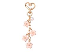 Ddujbtp Elegante ciondolo con perle e fiori di ciliegio, con chiusura a forma di cuore, per borse, portachiavi, decorazione per donne alla moda, Bottone Love Rosa, Organizer per borse