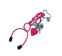 Ddujbtp Elegante portachiavi in stile coreano con fiocco e ciondolo per borsa, portachiavi con pratica corda intrecciata e design a cuore dolce, Rosa acceso, Organizer per borse