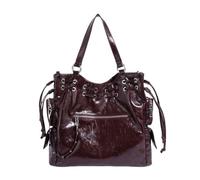 Ddujbtp Grande borsa ascellare borchiata borse a tracolla per le donne in pelle PU borsa bowling borsa a tracolla con tracolla regolabile, Borgogna, Organizer per borse