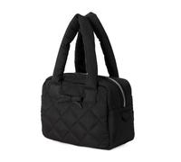 Ddujbtp Piccola borsetta da donna alla moda in nylon con motivo scozzese con fiocco, design trapuntato, borsa a mano con cerniera per lavoro e uso casual, Nero , Organizer per borse