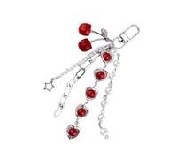 Ddujbtp Portachiavi a forma di ciliegia, alla moda, con perle, cuore, stella, portachiavi, ornamento da appendere, portachiavi per auto, decorazione per borse, Q1765 2, Organizer per borse