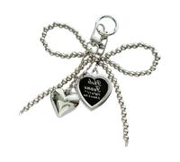 Ddujbtp Portachiavi a forma di cuore, con fiocco, stile coreano, ciondolo per borsa, ornamenti per auto, borse, ciondoli decorativi, Argento, Organizer per borse