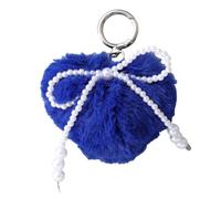 Ddujbtp Portachiavi a forma di palla con pellicce artificiali, portachiavi con pompon in finta pelliccia, portachiavi per borsa, ciondolo per borsa, portachiavi auto, Blu, Organizer per borse