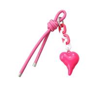 Ddujbtp Portachiavi in corda intrecciata, ciondolo a forma di cuore, alla moda, accessorio per borsa, accessori per borse, decorazioni per borse, regali, Rosa acceso, Organizer per borse