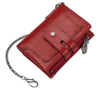 Ddujbtp Portafoglio da uomo compatto in pelle PU con blocco portamonete multifunzione tasche per il cambiamento per lavoro e viaggi, Rosso, Organizer per borse