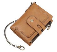 Ddujbtp Portafoglio da uomo compatto in pelle PU con blocco portamonete multifunzione tasche per il cambiamento per lavoro e viaggi, Marrone, Organizer per borse