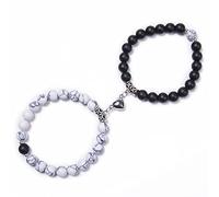 Ddujbtp Set di 2 coppie di ciondoli a forma di cuore con perline abbinate Wirstband Love gioielli regali per coppia migliori braccialetti di corrispondenza per coppie, Misura unica, come descritto