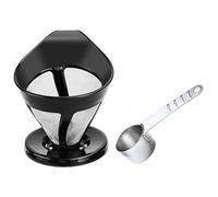 Ddujbtp Set di filtri da caffè in acciaio inossidabile con cucchiaio dosatore HLB18 a maglie filtro imbuto imbuto adatto gocciolatore di caffè riutilizzabile