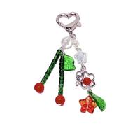 Ddujbtp Simpatico ciondolo a forma di ciliegia, portachiavi con perline e dettagli a forma di cuore, decorazione per donne alla moda, Ciliegia, Organizer per borse