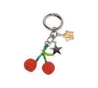 Ddujbtp Simpatico ciondolo a forma di ciliegia, portachiavi con perline e dettagli a forma di cuore, decorazione per donne alla moda, Portachiavi Cerchio Cher, Organizer per borse