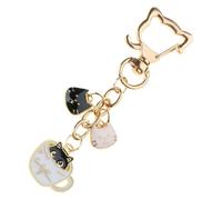 Ddujbtp Simpatico portachiavi con stampa di gatti in stile cartone animato, accessorio per borse e zaini, per donne e studenti, rosa, Organizer per borse
