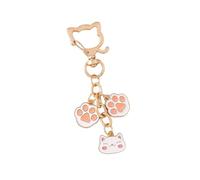 Ddujbtp Simpatico portachiavi con stampa di gatti in stile cartone animato, accessorio per borse e zaini, per donne e studenti, bianco, Organizer per borse